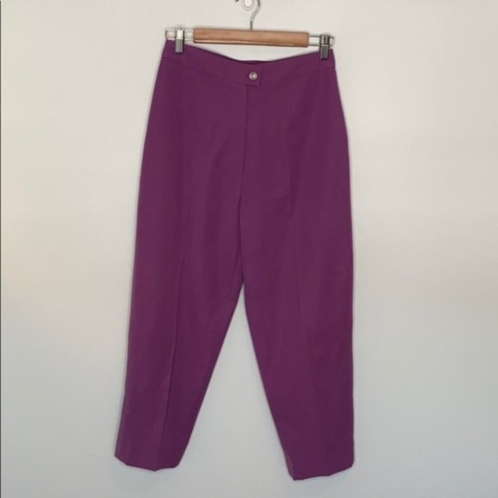 Pierre Cardin Paris Women Vintage Purple Crop Trousers Size 6